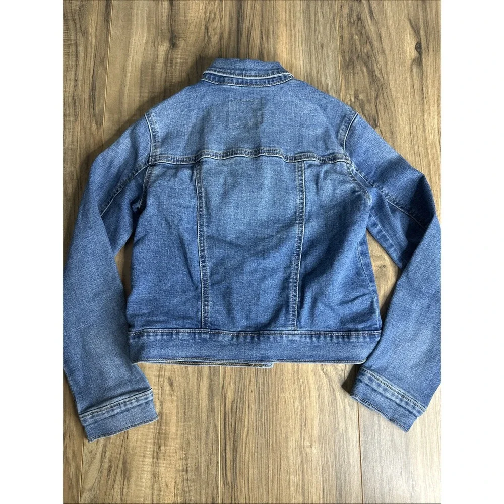 Old Navy Girls Med Wash Denim Button Up Blue Jean Jacket, Size‎ L (10-12)